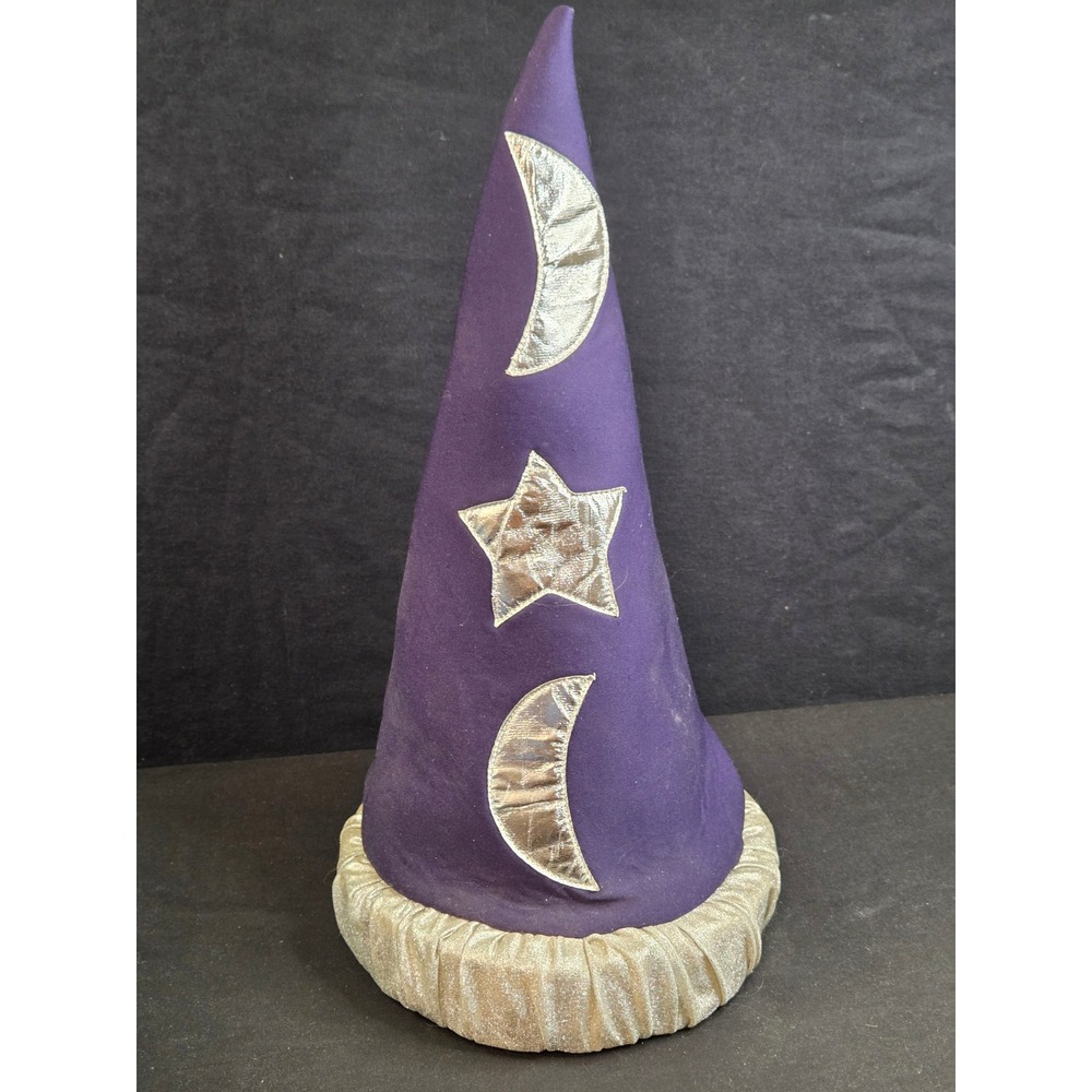 Purple Wizard Hat Silver Moon and Star Celestial Costume Accessory Tall Pointed